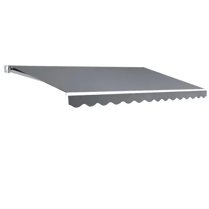 Instahut Retractable Folding Arm Awning, Manual Sunshade, 3Mx2.5M, Pearl Grey, UV-Resistant Polyester, Aluminium Frame