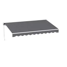 Instahut 3.5m x 2.5m Grey Retractable Folding Arm Awning - UV-Resistant Polyester with Aluminium Frame, Crank