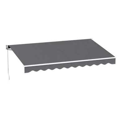 Instahut 3.5m x 2.5m Grey Retractable Folding Arm Awning - UV-Resistant Polyester with Aluminium Frame, Crank