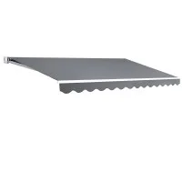 Instahut Retractable Folding Arm Awning, 4x2.5M, Pearl Grey - UV-Resistant Polyester with Manual Crank & Aluminium Frame