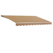 Instahut 4Mx3M Retractable Folding Arm Awning, Beige, UV-Resistant, Manual Sunshade with Hand Crank, Aluminium Frame