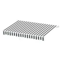 Instahut Retractable Folding Arm Awning 4x3M, Grey/White - UV-Resistant Polyester, Aluminium Frame, Manual Sunshade