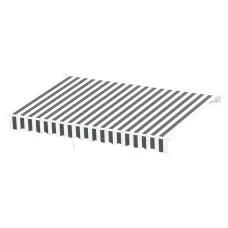 Instahut Retractable Folding Arm Awning 4x3M, Grey/White - UV-Resistant Polyester, Aluminium Frame, Manual Sunshade