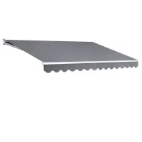 Instahut Retractable Folding Arm Awning, Manual Sunshade 4Mx3M, Pearl Grey, UV-Resistant Polyester, Aluminium Frame