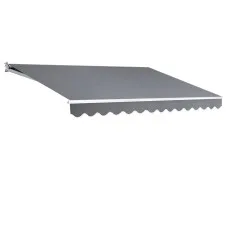 Instahut Retractable Folding Arm Awning, Manual Sunshade 4Mx3M, Pearl Grey, UV-Resistant Polyester, Aluminium Frame