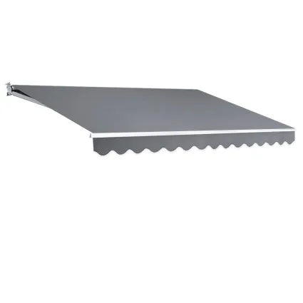 Instahut Retractable Folding Arm Awning, Manual Sunshade 4Mx3M, Pearl Grey, UV-Resistant Polyester, Aluminium Frame
