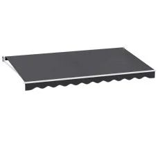 Instahut 4.5Mx2.5M Retractable Folding Arm Awning, UV-Resistant Grey Sunshade with Manual Hand Crank & Wall Brackets