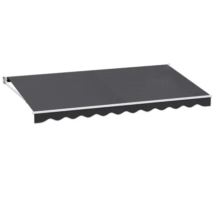 Instahut 4.5Mx2.5M Retractable Folding Arm Awning, UV-Resistant Grey Sunshade with Manual Hand Crank & Wall Brackets