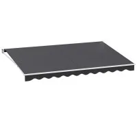 Instahut 4.5Mx3M Grey Retractable Folding Arm Awning, UV-Resistant Polyester, Manual Crank, Weather-Ready Shade