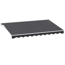 Instahut 4.5Mx3M Grey Retractable Folding Arm Awning, UV-Resistant Polyester, Manual Crank, Weather-Ready Shade