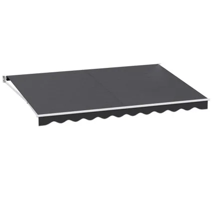 Instahut 4.5Mx3M Grey Retractable Folding Arm Awning, UV-Resistant Polyester, Manual Crank, Weather-Ready Shade