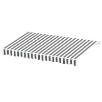 Instahut Retractable Folding Arm Awning Manual Sunshade 4.5m x 3m Grey White Aluminium Frame Polyester