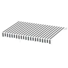 Instahut Retractable Folding Arm Awning Manual Sunshade 4.5m x 3m Grey White Aluminium Frame Polyester