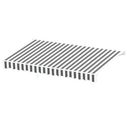Instahut Retractable Folding Arm Awning Manual Sunshade 4.5m x 3m Grey White Aluminium Frame Polyester