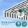 Instahut Retractable Folding Arm Awning Manual Sunshade 4.5m x 3m Grey White Aluminium Frame Polyester