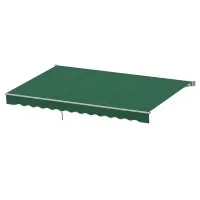 Instahut 5m x 3m Retractable Folding Arm Awning Manual Dark Green Powder-Coated Aluminium UV Resistant