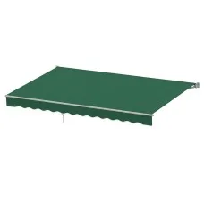 Instahut 5m x 3m Retractable Folding Arm Awning Manual Dark Green Powder-Coated Aluminium UV Resistant