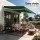 Instahut 5m x 3m Retractable Folding Arm Awning Manual Dark Green Powder-Coated Aluminium UV Resistant