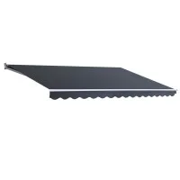 Instahut 5x3m Retractable Folding Arm Awning, Grey - UV-Resistant Polyester Sunshade with Aluminium Frame & Hand Crank