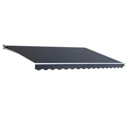 Instahut 5x3m Retractable Folding Arm Awning, Grey - UV-Resistant Polyester Sunshade with Aluminium Frame & Hand Crank