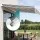 Instahut Folding Arm Awning Manual Retractable Sunshade 5m x 3m Grey White with Wall Brackets and Hand Crank