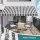 Instahut Folding Arm Awning Manual Retractable Sunshade 5m x 3m Grey White with Wall Brackets and Hand Crank