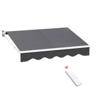 Instahut Motorised Retractable Folding Arm Awning, 2x1.5m, Grey – UV-Resistant Polyester, Aluminium Frame, Remote Control