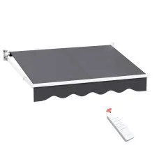 Instahut Motorised Retractable Folding Arm Awning, 2x1.5m, Grey – UV-Resistant Polyester, Aluminium Frame, Remote Control