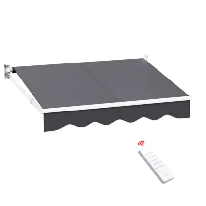 Instahut Motorised Retractable Folding Arm Awning, 2x1.5m, Grey – UV-Resistant Polyester, Aluminium Frame, Remote Control