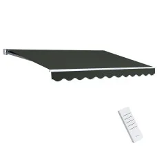 Instahut 2.5Mx2M Motorised Retractable Folding Arm Awning, Grey - UV-Resistant, Aluminium Frame, Remote Control