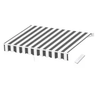 Instahut Motorised Retractable Folding Arm Awning - 2.5Mx2M, Grey White, Aluminium Frame, UV-Resistant Polyester Shade