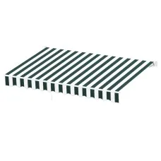 Instahut Motorised Retractable Folding Arm Awning, 3x2.5M, Green/White, UV-Resistant Polyester, Remote Control Included