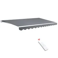 Instahut 3Mx2.5M Motorised Retractable Folding Arm Awning, Pearl Grey, UV-Resistant Polyester with Remote Control