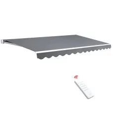 Instahut 3Mx2.5M Motorised Retractable Folding Arm Awning, Pearl Grey, UV-Resistant Polyester with Remote Control