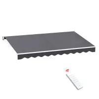 Instahut Motorised Retractable Folding Arm Awning 4Mx2.5M Grey - UV-Resistant, Aluminium Frame, Remote Control