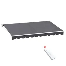 Instahut Motorised Retractable Folding Arm Awning 4Mx2.5M Grey - UV-Resistant, Aluminium Frame, Remote Control