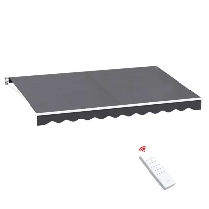 Instahut Motorised Retractable Folding Arm Awning 4Mx2.5M Grey - UV-Resistant, Aluminium Frame, Remote Control