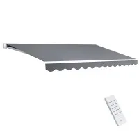 Instahut Motorised Retractable Awning, 4x2.5M, Pearl Grey, UV-Resistant, Aluminium Frame, Remote Control Included