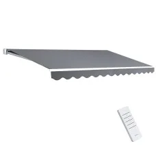 Instahut Motorised Retractable Awning, 4x2.5M, Pearl Grey, UV-Resistant, Aluminium Frame, Remote Control Included