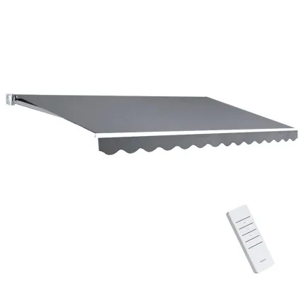 Instahut Motorised Retractable Awning, 4x2.5M, Pearl Grey, UV-Resistant, Aluminium Frame, Remote Control Included
