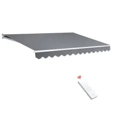 Instahut 4x3m Motorised Retractable Awning - Pearl Grey, UV-Resistant Polyester, Aluminium Frame, Remote Control