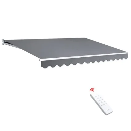 Instahut 4x3m Motorised Retractable Awning - Pearl Grey, UV-Resistant Polyester, Aluminium Frame, Remote Control
