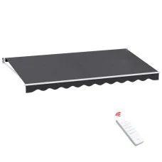 Instahut 4.5Mx2.5M Motorised Retractable Folding Arm Awning, Grey - UV & Water Resistant, Remote Controlled Sunshade