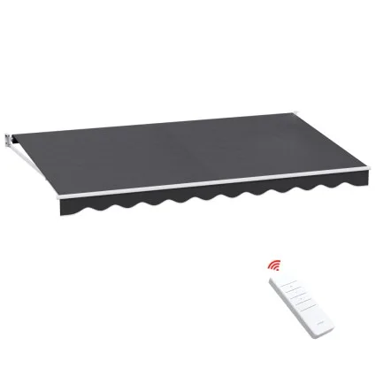 Instahut 4.5Mx2.5M Motorised Retractable Folding Arm Awning, Grey - UV & Water Resistant, Remote Controlled Sunshade