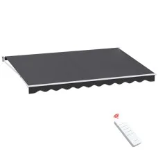 Instahut Motorised Retractable Folding Arm Awning, 4.5x3M Grey - UV-Resistant Polyester, Remote Control, Aluminium Frame