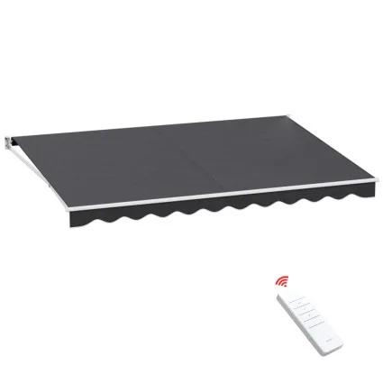 Instahut Motorised Retractable Folding Arm Awning, 4.5x3M Grey - UV-Resistant Polyester, Remote Control, Aluminium Frame