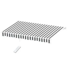 Instahut Motorised Retractable Folding Arm Awning 4.5m x 3m Grey with Remote Control and Wall Brackets