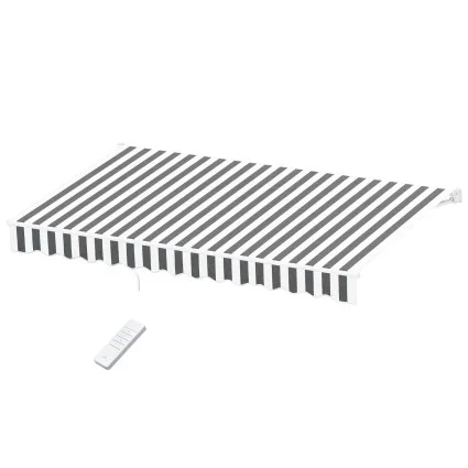 Instahut Motorised Retractable Folding Arm Awning 4.5m x 3m Grey with Remote Control and Wall Brackets