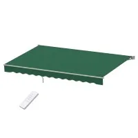 Instahut Motorised Folding Arm Awning 5m x 3m Dark Green Sunshade with Remote Control