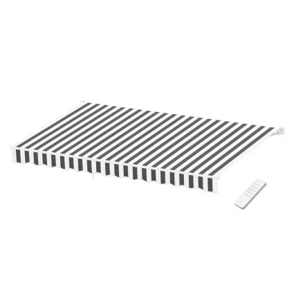 Instahut Motorised Folding Arm Awning 5m x 3m Retractable Sunshade with Remote Control Grey White